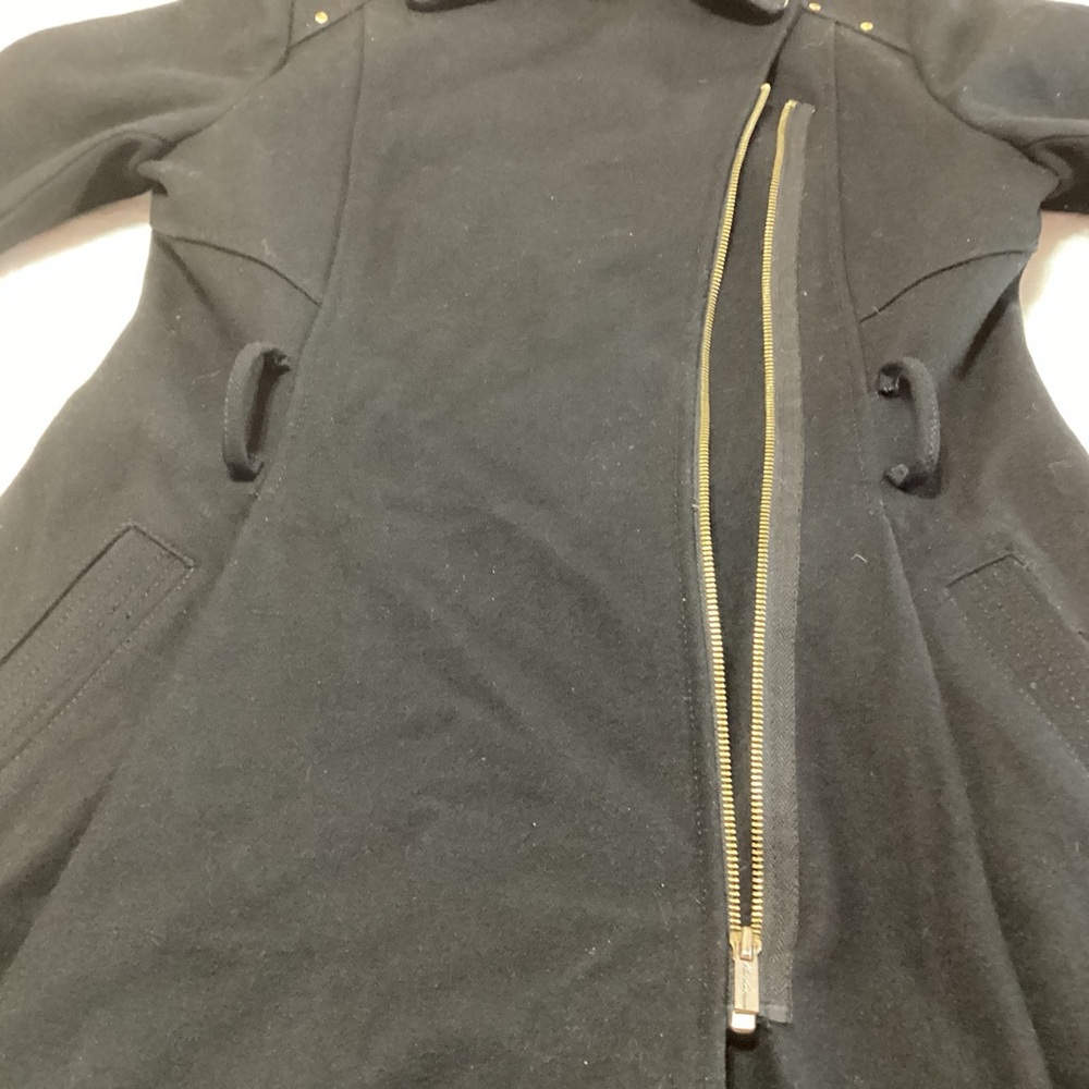 Kenneth Cole Asymmetrical Zip Coat with Belt Size 4 Black Winter Warm Wool Blend - Picture 6 of 12